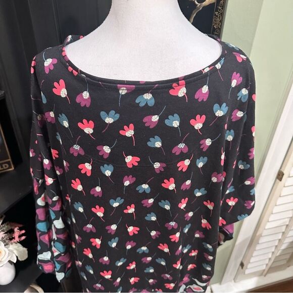 Gudrun Sjoden Black Floral Fig Print Organic Cotton Tunic Dress Size XXL - Picture 7 of 10